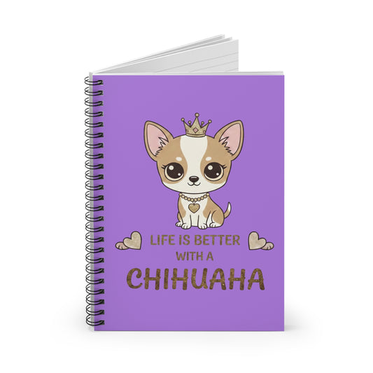 Chihuahua Puppy Illustration Spiral Notebook | Ruled Notebook