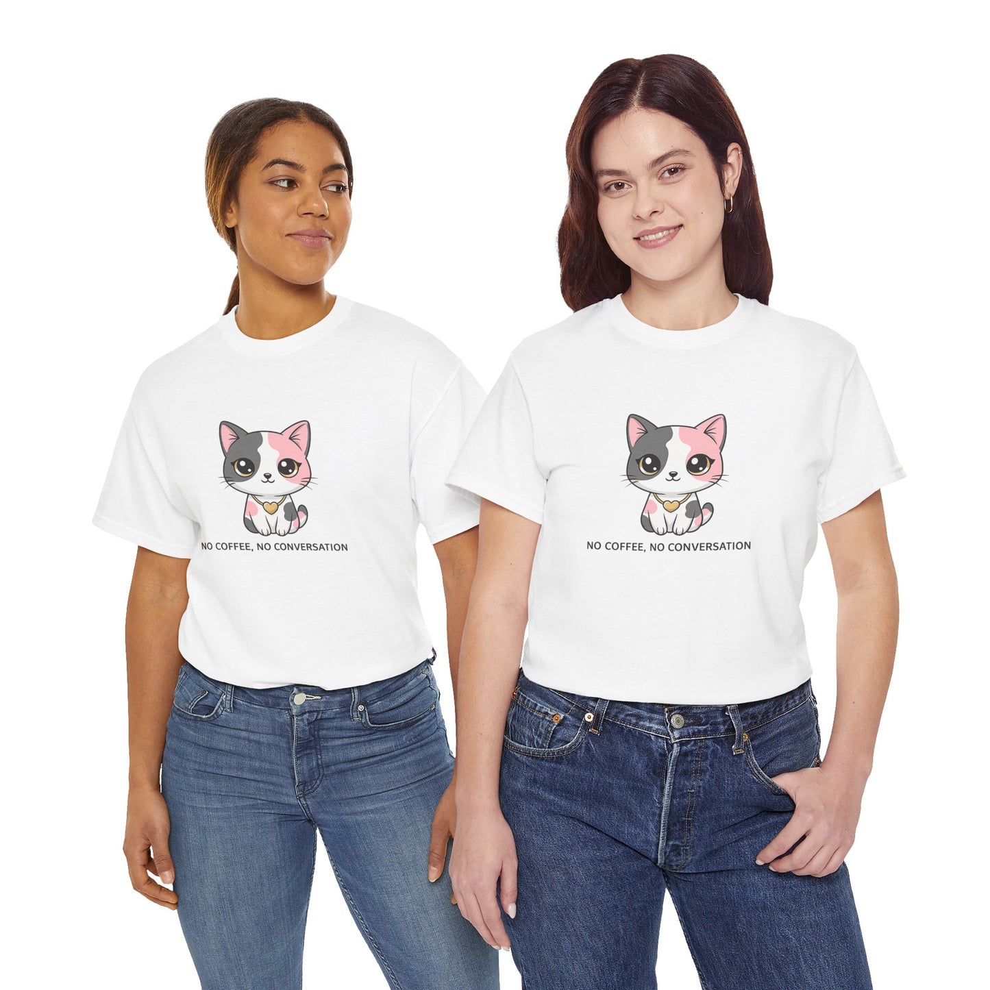 No Coffee, No Conversation - Cat T‑Shirt